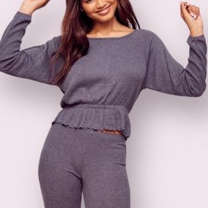 *NEW* ADORE ME Oyla Thermal Peplum Knit Top Purple XL NET